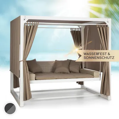 Image de Blumfeldt Balancelle de Jardin 3 Places, Balancoire XL de Jardin avec Auvent et Rideaux, Balancelle Jardin Exterieur Design, Toit Solaire Hydrofuge, Assise Balancelle Convertible de Jardin pour Adulte