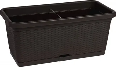 Produktbild von Rollbarer XL Blumenkasten in Rattan-Optik 80 cm in Dunkelbraun