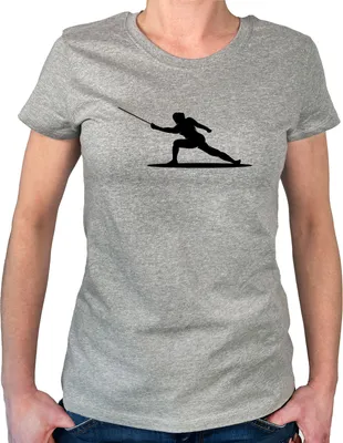 Produktbild von Huuraa Damen T-Shirt Fechten Silhouette XXL Sport Grey Bio Baumwolle Fairtrade Damenshirt Geschenkidee