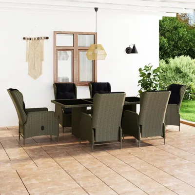 Productafbeelding van Living Store 7-delige tuinsets met kussens, van bruin polyrotan