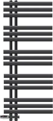 Produktbild von LuxeBath Design Badheizkörper, 500x1200 mm, Anthrazit, Anschlussgarnitur Thermostat Durchgang Bodenanschluss, ohne Heizstab
