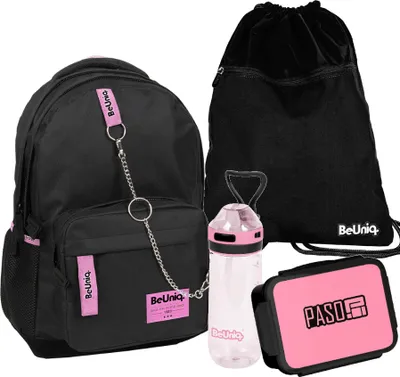 Produktbild von PASO SCHWARZ-ROSA jugend SCHULRUCKSACK - 4-TEILIGES SET