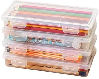 Zdjęcie produktu dla Małe, wytrzymałe pojemniki do przechowywania, zestaw 4 sztuk, można je ustawiać jeden na drugim, nie zawierają BPA, 19 x 9,5 x 3 cm