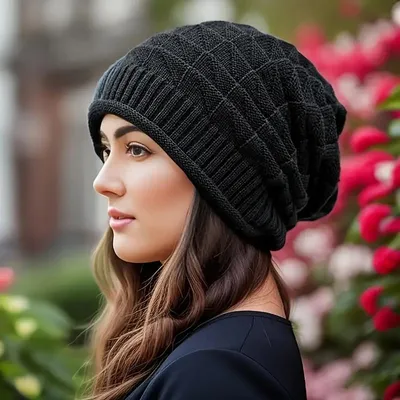 Produktbild von Mütze Damen Beanie Wintermütze Schwarz, Strickmütze,warm elastisch Winter Mütze,weiche Damen Mütze Herbst Winter Frühjahr, Geschenkidee,A0704