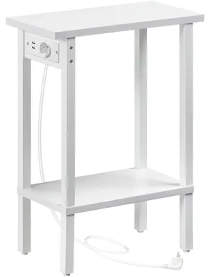 Image de Table de chevet - Avec station de recharge - 40 x 20 x 57,5 cm - 2 étagères ouvertes - 2 ports USB-A
