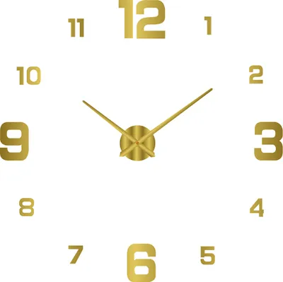 Produktbild von 3D-DIY-Leuchtzifferblatt, bohrfreies Acryl, rahmenlose, lautlose Wanduhr mit Zahlenaufklebern fuer Wohnzimmer, Buero, Schlafzimmer, moderne Hausdekoration, goldfarben, 80šC130 cm