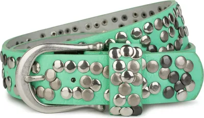 Produktbild von styleBREAKER Damen Nietengürtel mit unterschiedlichen Nieten, Kunstleder Gürtel Einfarbig, Damengürtel kürzbar 03010008