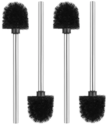 Produktbild von 4er Set WC-Bürsten schwarz, WC-Bürste mit 7,5 cm Durchmesser, WC-Bürste, Griff aus Edelstahl, rostfrei mit WC-Bürste, Ersatzbürstenkopf
