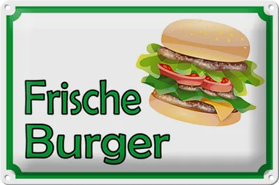 Produktbild von Blechschild Hinweis 30x20cm frische Burger Restaurant