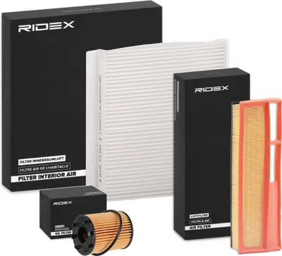 Produktbild von RIDEX Filterset Inspektionspaket Filtersatz für OPEL COMBO Kasten/Kombi (X12) Combo Combi / Tour (X12) für FIAT 500 (312) DOBLO Kasten/Kombi (263)