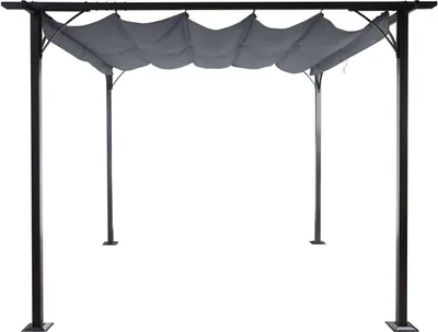 Produktbild von Pergola HWC-C42, Garten Pavillon, stabiles 6cm-Gestell + Schiebedach  3x3m grau