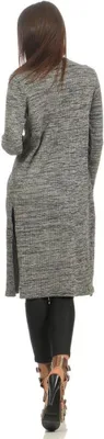 Produktbild von Damen Cardigan Jacke Strickjacke Langarm; Grau-Meliert 2XL