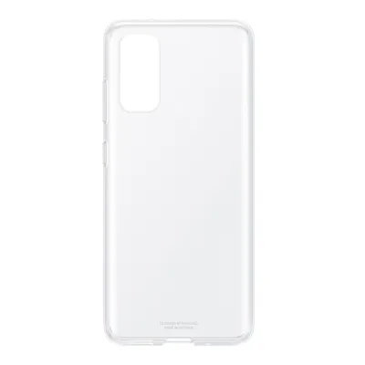 A transparent phone case is shown against a white background.