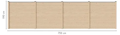 Produktbild von Karibu Sichtschutzzaun Gartenzaun natur 4 Elemente Maße 753 x 186 cm Komplettset