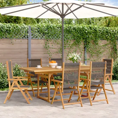 Produktbild von Maison Exclusive - 7-tlg. Garten-Essgruppe Polypropylen und Massivholz Grau