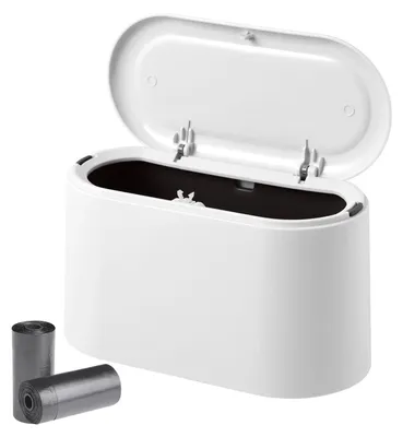 Image de Petit poubelle avec couvercle rabattable, 2 litres, 22x11x13 cm, idéal pour la cuisine et la salle de bain