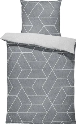 Produktbild von Winter Bettwäsche Thermo Fleece Kuschelig Warm Flausch Bettbezüge Bettwäsche-Set, Größe:3 teilig 200x220 cm, Farbe:Geometrisch grau