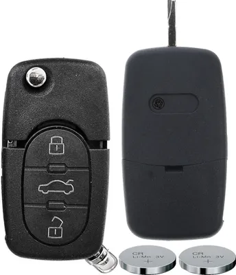 Produktbild von Klapp Schlüssel Gehäuse Funkschlüssel Fernbedienung Autoschlüssel 3 Tasten + 2X CR1620 Batterie kompatibel mit Audi