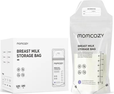 Produktbild von Momcozy Aufbewahrungsbeutel für Muttermilch mit Temperaturmessung - 1 Packung à  50 Beutel Verpackungseinheit (VPE): 1 Packung à  50 Beutel