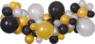 Obrázok produktu pre Balónová Girlanda Strieborno-Zlato-Čierna, 65 Ks. 31379