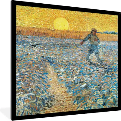 Produktbild von MuchoWow® Gerahmtes Poster Der Sämann - Gemälde von Vincent van Gogh 40x40 cm - Poster mit Schwarzem Bilderrahmen Wandposter Rahmen Foto Bilder - Mit Rahmen - Wanddekoration Schlafzimmer