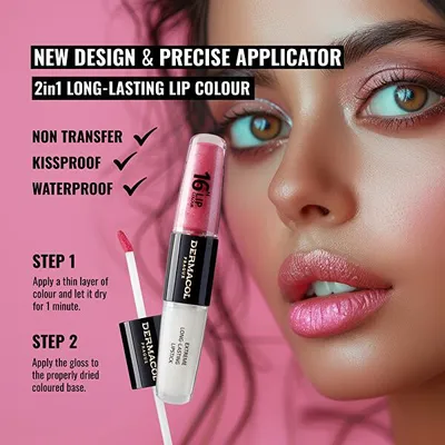 Obrázek produktu pro Dermacol 16H Lip Colour Extreme Long-Lasting Lipstick dlouhotrvající dvoufázová barva a lesk na rty No. 28 8 ml