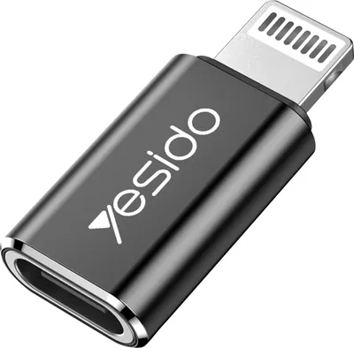 Image de Yesido, Adaptateur USB-C vers Lightning pour iPhone iPad Charge rapide & données, Noir / Argent