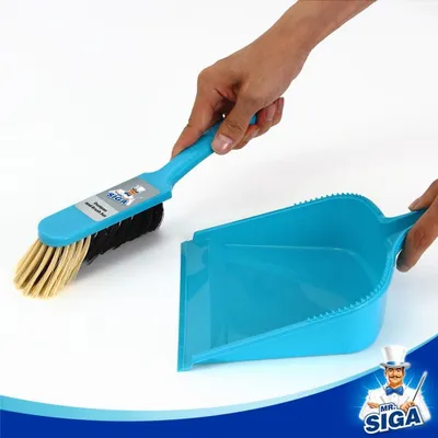 Immagine prodotto di Set per spazzare con pala a chiusura automatica - set di 2 pezzi in blu e grigio