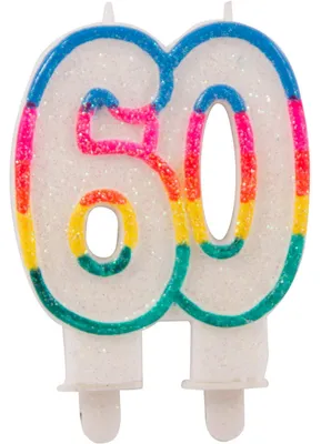 Produktbild von Regenbogen Zahl 60 Tortenkerze