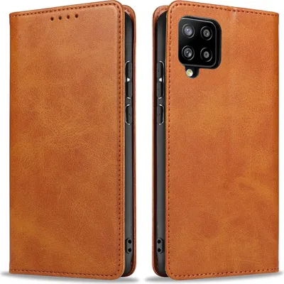 Produktbild von Handyhülle für Samsung Galaxy A42 5G Kunstleder Flip Cover Hülle Handytasche Case Kartenfach Farbe: Hellbraun