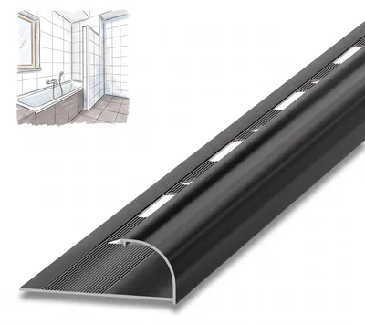 Produktbild von Dalsys Fliesenschiene Viertelkreisprofil 2,5m x 10mm Schwarz Alu