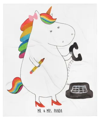 Produktbild von Mr. & Mrs. Panda Wohndecke Einhorn Sekretärin - Weiß - Geschenk, Rechtsanwaltsgehilfin, Unicorn, Bettdecke, Plaid, Kuscheldecke, Büro, Einhörner, Plüschdecke, Winterdecke