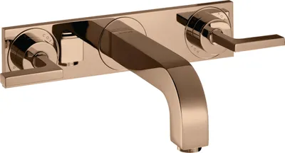 Immagine prodotto di hansgrohe AXOR Citterio mitigeur lavabo 3 trous encastré, bec 222mm, béqu'illes, plaque pour montage mural, 39148300, 39148300