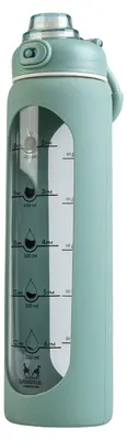Produktbild von SuperButelki Glas-Trinkflasche 1L Motivationsflasche Borosilikatglas, KI-generiertes Bild
