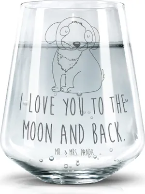 Produktbild von Mr. & Mrs. Panda Glas Hund Entspannen - Transparent - Geschenk, Süß, Sprüche, Tumbler, Wasserglas, Liebe, Schwarzer, Glasbecher, Becherglas, Trinkglas