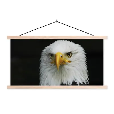 Produktbild von MuchoWow® Textilposter Adler - Schwarz - Weiß 120x60 cm mit holzfarbenen Rahmen - Klemmleiste