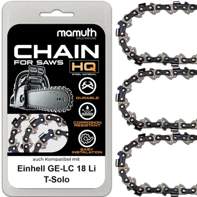 Produktbild von 3x Sägekette 20cm 1,3mm 3/8" 33TG für Einhell GE-LC 18 Li T-Solo