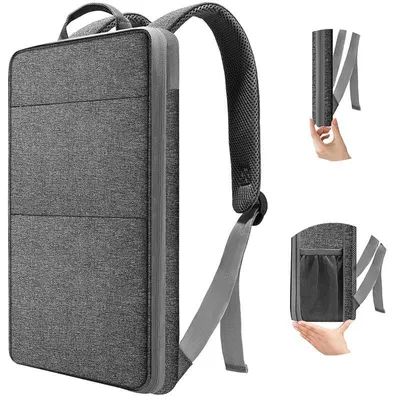 Produktbild von Ultra Dünner Erweiterbarer Laptop Rucksack, USB Business Reise Rucksack, Wasserdicht, Herren Damen, Oxford, Vielseitig, 15-16 Zoll, Grau