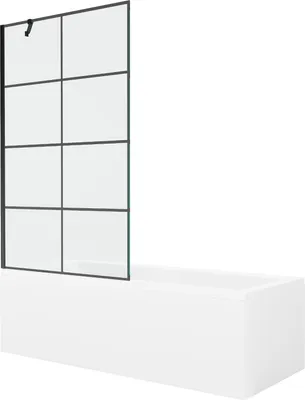 Produktbild von Mexen Cubik rechteckige Badewanne 150 x 70 cm mit Verkleidung und 1-flügliger Duschabtrennung 100 cm, Schwarzes Design - 5503150