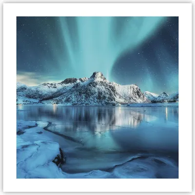 Produktbild von Poster - Poster ohne Rahmen - Morgendämmerung Polar Berge - 50x50 cm - Wand Bild - Wanddeko - Wandbilder - Kunstposter - Wandposter - Bilder - Kunstdruck - Wanddekoration - Wandbild - P2XAC50x50-4196