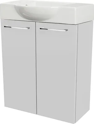 Produktbild von Fackelmann SBC SCENO Gäste WC Set 2-teilig 55 cm, Weiß, 2-Türen, Keramik, Hahnloch links