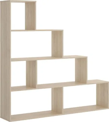 Produktbild von Bücherregal Dmorr, Doppelseitiges Bücherregal mit 6 Einlegeböden, Trennregal mit Bürofächern, 145x29h145 cm, Eiche