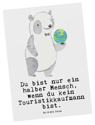 Produktbild von Mr. & Mrs. Panda Postkarte Touristikkaufmann Herz - Weiß - Geschenk, Ansichtskarten, Fotokarte, Grußkarte, Ansichtskarte, Postkarten