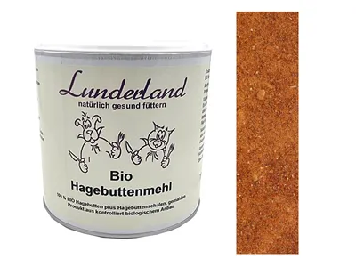 Produktbild von Lunderland Bio Hagebuttenmehl 100g, 100 % Bio-Hagebuttenmehl, ganze Hagebutten plus Hagebuttenschalen gemahlen, ohne weitere Zusätze