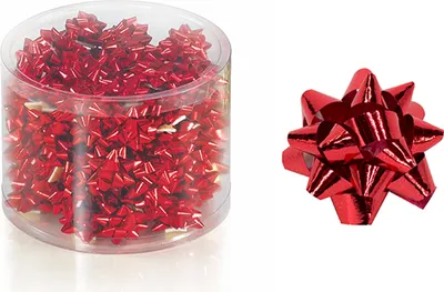 Produktbild von Geschenkschleifen Rosetten Metallic 2.5cm, 100 Stück, Farbauswahl:rot