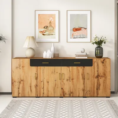 Produktbild von Sideboard 208/39.5/80 cm, Wohnzimmerschrank mit Schubladen, Standschrank, Beistellschrank, Highboard