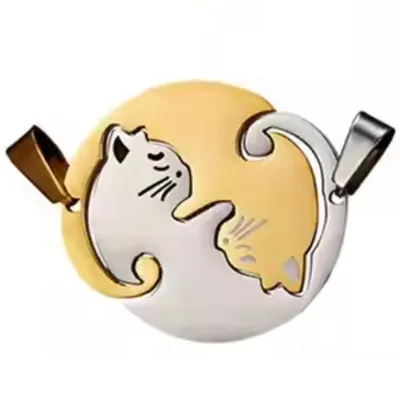 Produktbild von Eleganter Double Cat Anhänger in Roségold für Katzenliebhaber KP34540