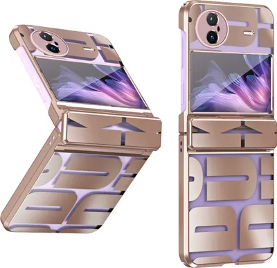 Produktbild von Hülle für Vivo X Flip Hülle mit Scharnierschutz, Galvanisierter Klar Schutzhülle Roségold