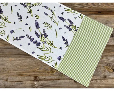 Produktbild von Tischläufer LAVINA Lavendel Druck kariert, 100% Baumwolle, in 40x100 cm