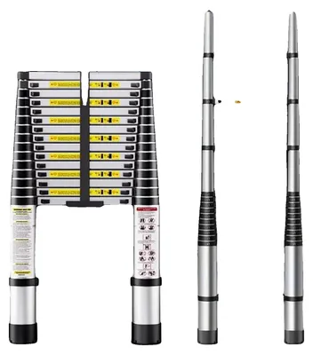 Imagen del producto de Escalera telescópica, plegable, con pies antideslizantes, 3,8 metros